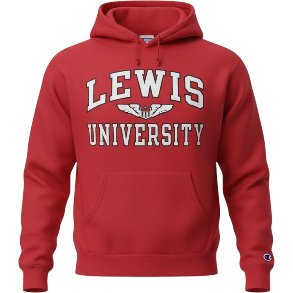 Champion Lewis University Hoodie Red Eco Authentic Sweatshirt Small Mens